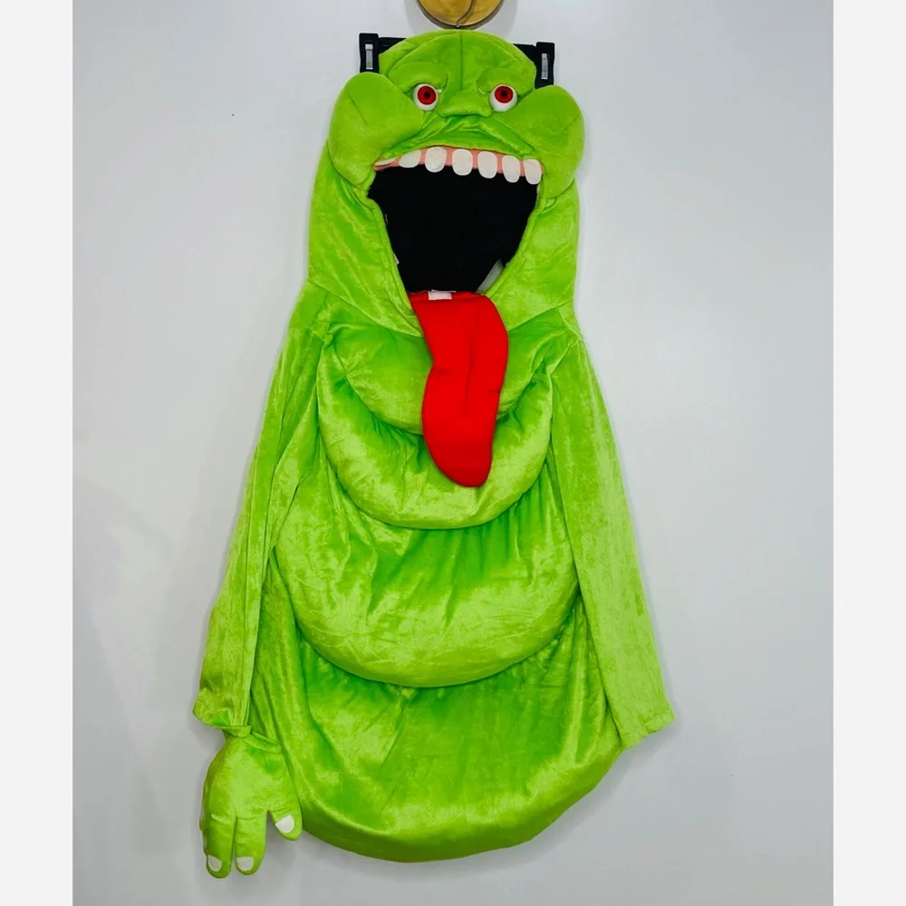 Kids Green Slimer-Style Halloween Costume with Red Tongue -